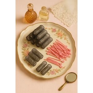 Vintage‎ Brush Rollers Wire Mesh Curlers (Lot of 57) W/Pink Picks (Lot of 93)